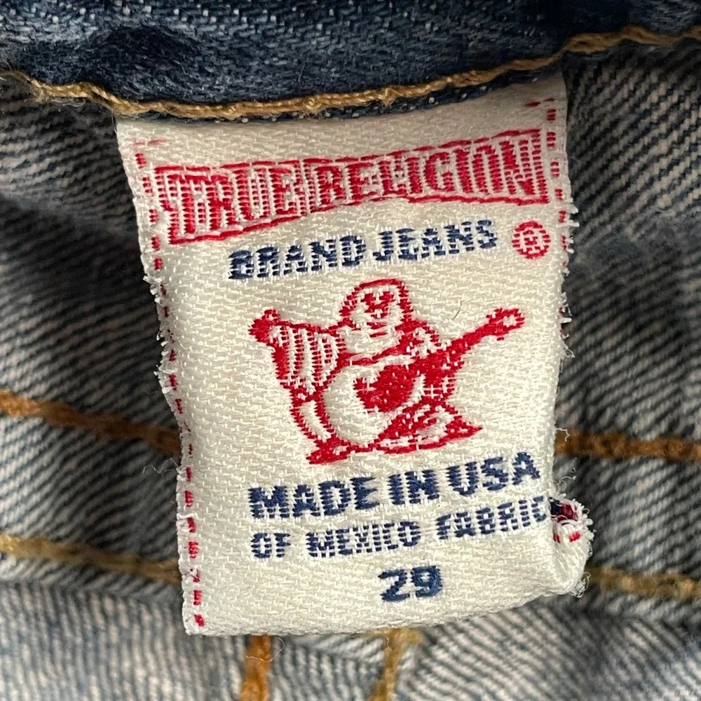 True Religion Bobby Big T Jeans Mens 29x33 Blue Western Contrast Stitch USA Made
